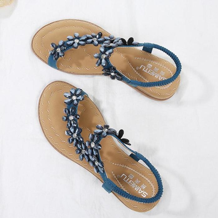 Rhinestone Clip Toe Bohemia Sandals