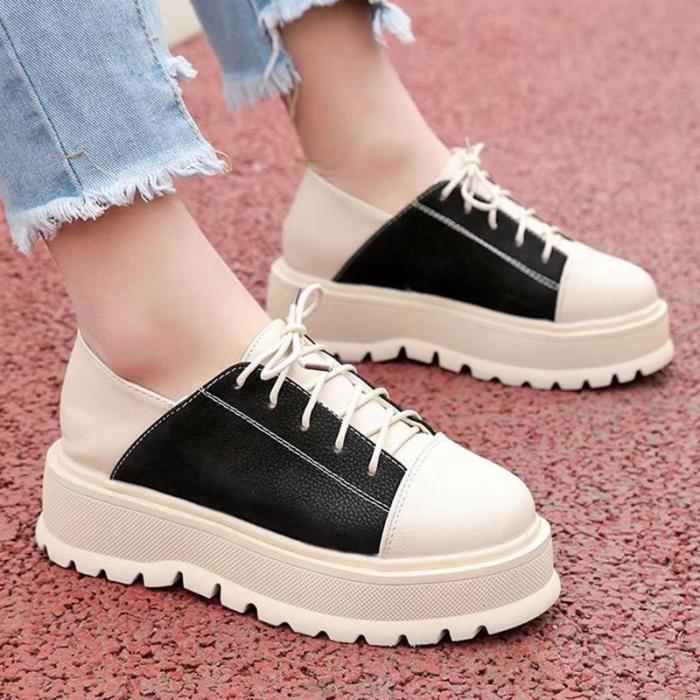 Brown All Season Casual PU Lace-up Oxfords