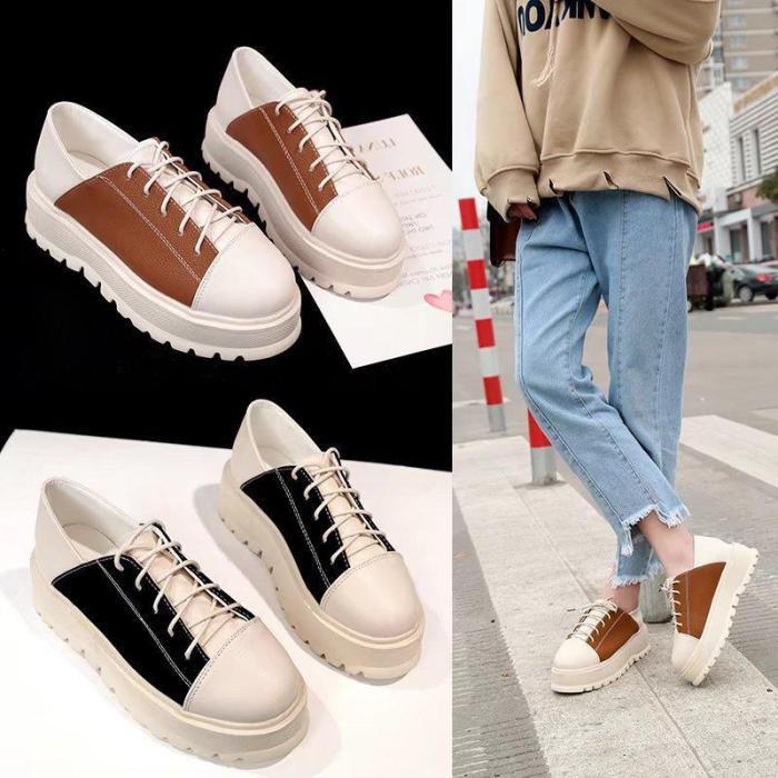 Brown All Season Casual PU Lace-up Oxfords