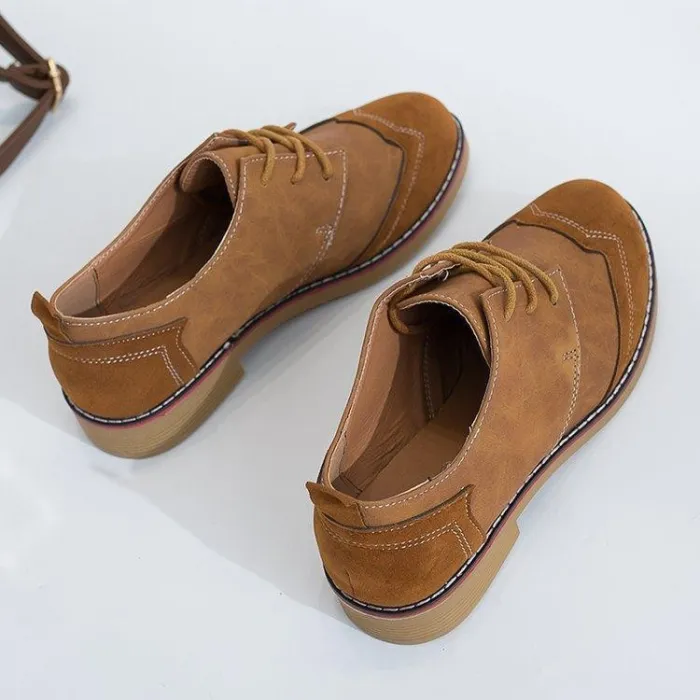 Women Artificial Leather Panel Casual Low Heel Flats