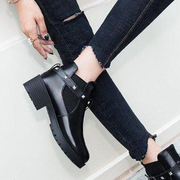 Women Adjustable Buckle Chunky Heel Spring/Fall Boots