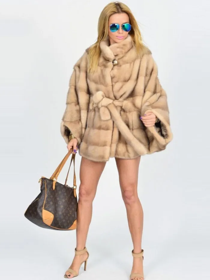 Plus Size Bats Sleeveless Faux Fur Leather Winter Parka Coat