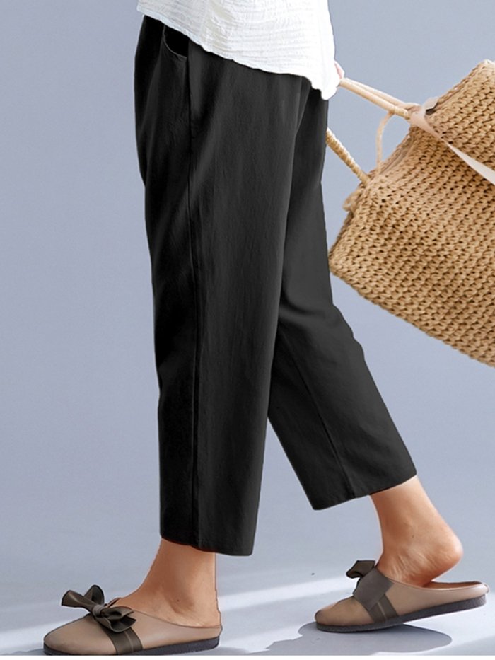Plus Size Women Plain Casual Pants