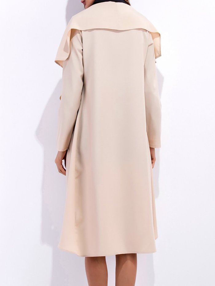 Long Sleeve Shawl Collar Casual Solid Trench Coat