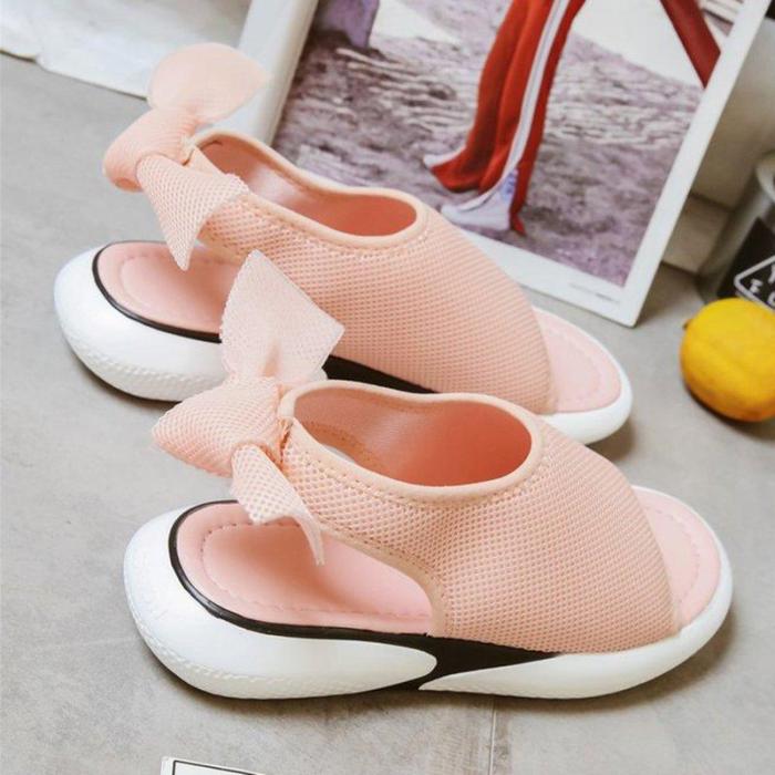 Women Mesh Fabric Sandals Casual Breathable Bowknot Embellished Shoes