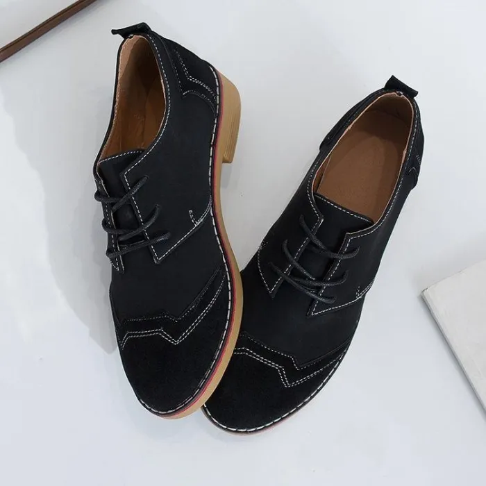 Women Artificial Leather Panel Casual Low Heel Flats