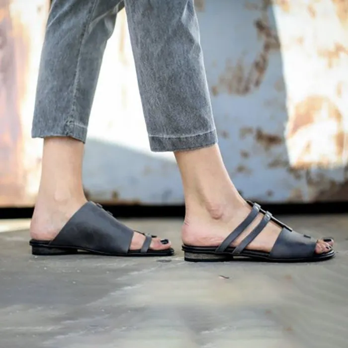 Women PU Sandals Casual Slip On Plus Size Shoes