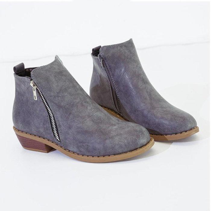 Women Ankle Boots Casual Chic Zipper Boots Artificial Leather Leopard Booties