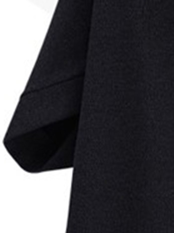 Casual Asymmetric High-Low Solid 3/4 Sleeve Plus Size Coat