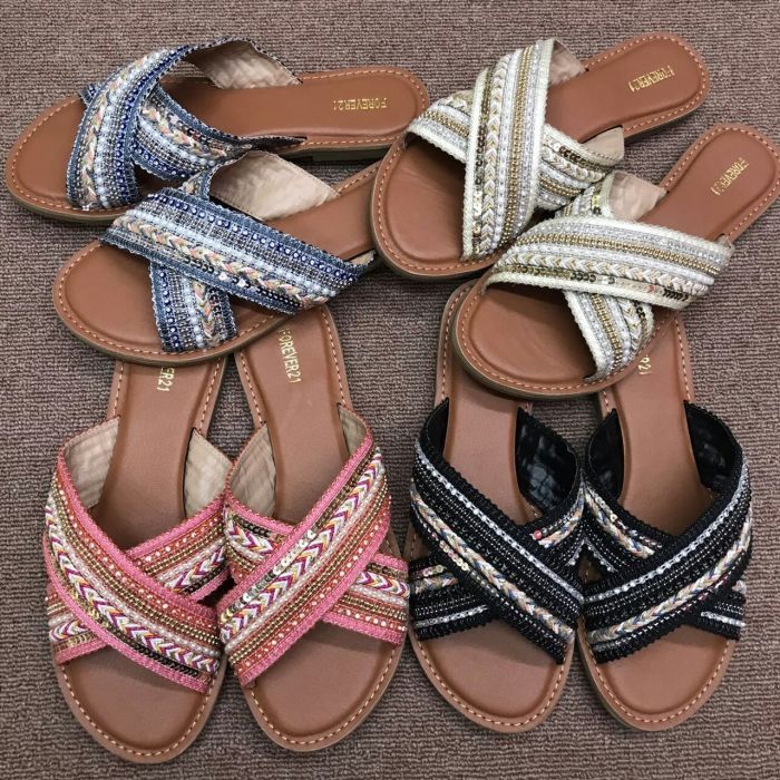 Women Crisscross Buckle Microfiber Leather Spring/fall Beach Slippers