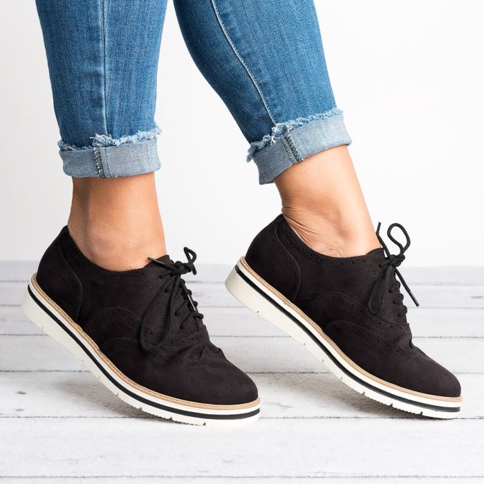 Womens Fashion Suede Artificial Leather Brogue Shoes