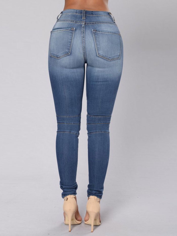 Gradient Pleated Patchwork Pocket Jeans