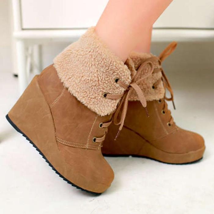 Women Wedge Boots Casual Shoes