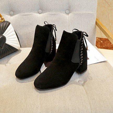 Women Chunky Heel Back Lace-up Suede Spring/Fall Daily Boots