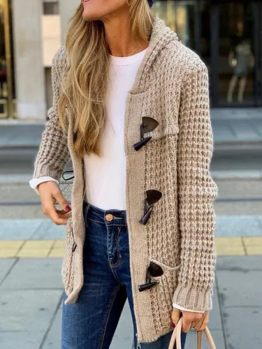 Casual Solid Cotton-Blend Outerwear
