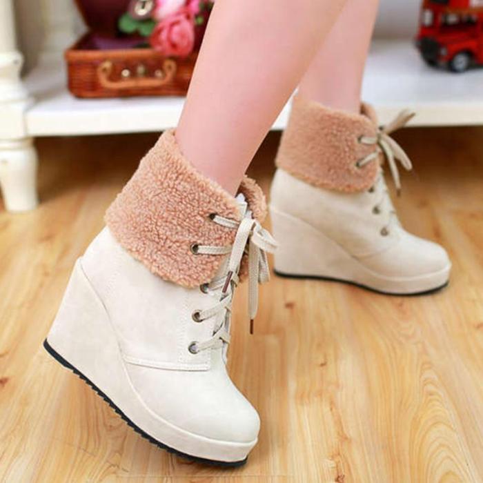 Women Wedge Boots Casual Shoes