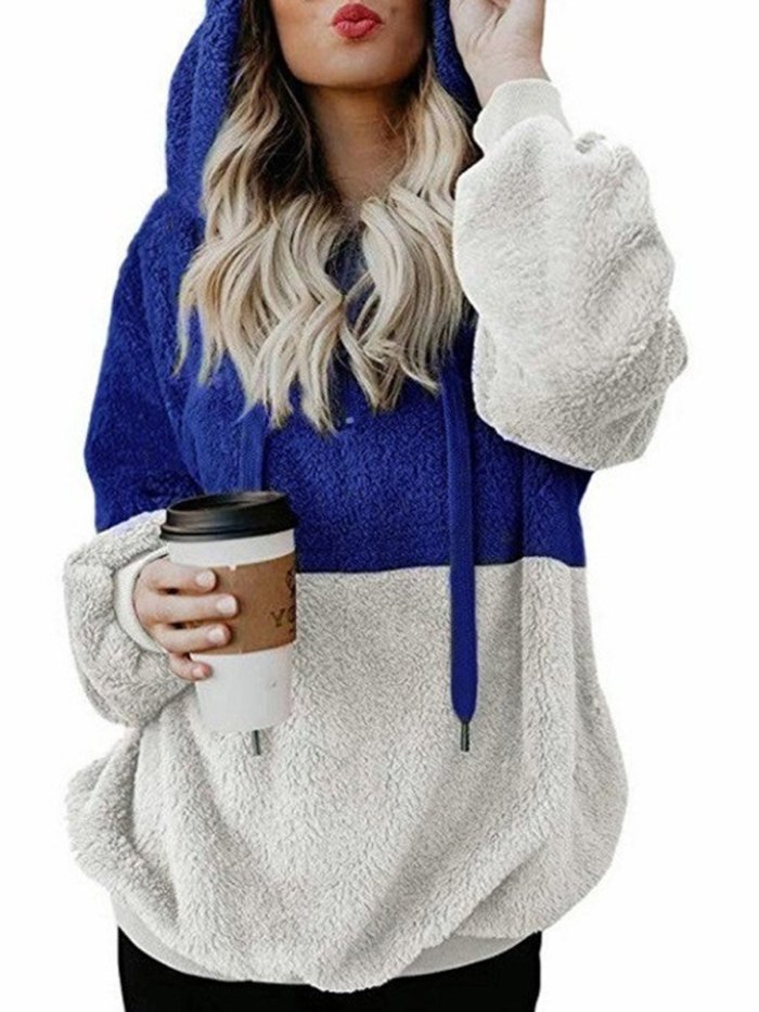 Women Fluffy Sherpa Coat Teddy Bear Rope Hoodies