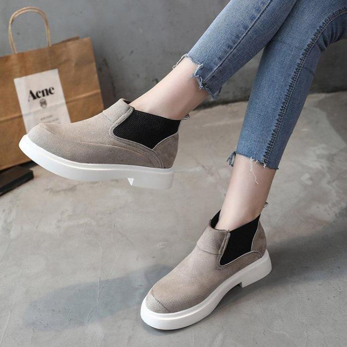 Slip-on Casual Suede Elastic Band Ankle Boots