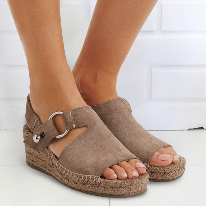 Women Arc Suede Espadrille Wedge Sandals