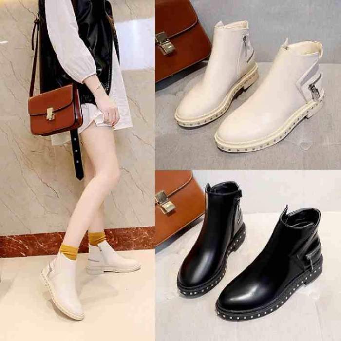 Winter Chunky Heel Pu Zipper Boots