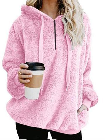 Autumn Winter Fleece Long-sleeved Solid Color Hoodies And Sweatshirts