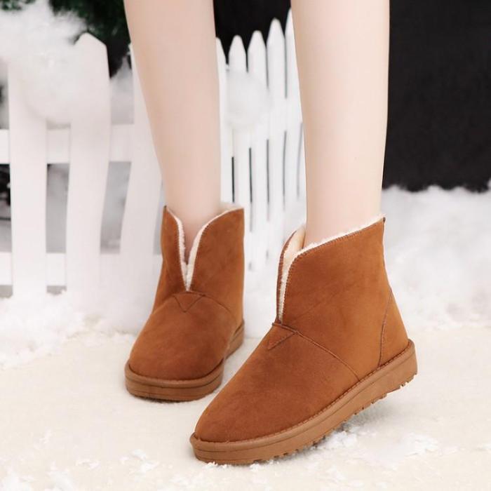 Beige Flat Heel Faux Suede Boot