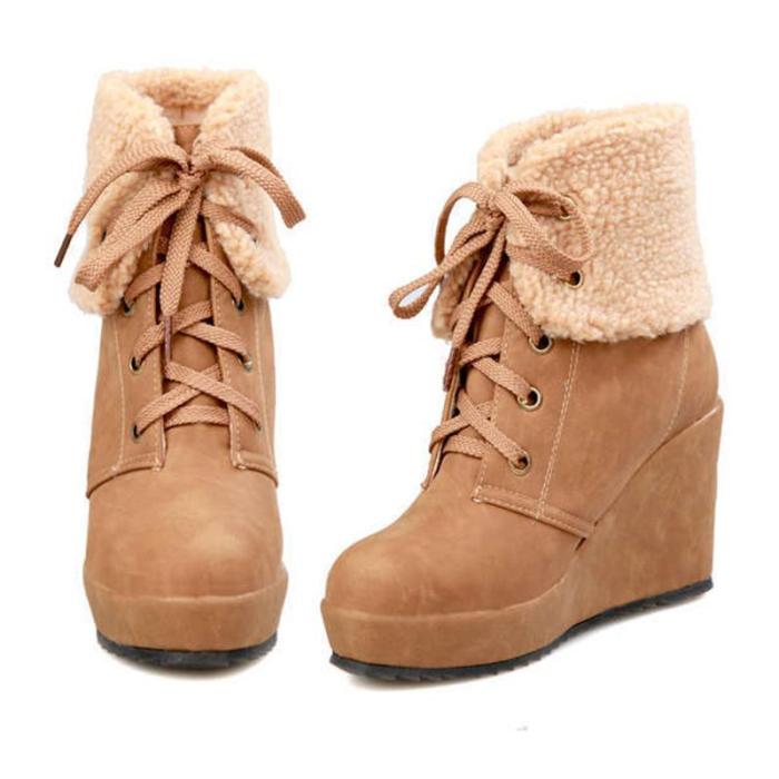 Women Wedge Boots Casual Shoes