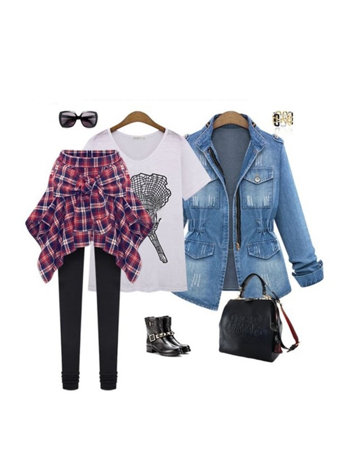 Casual Pockets Denim Stand Collar Causal Coats