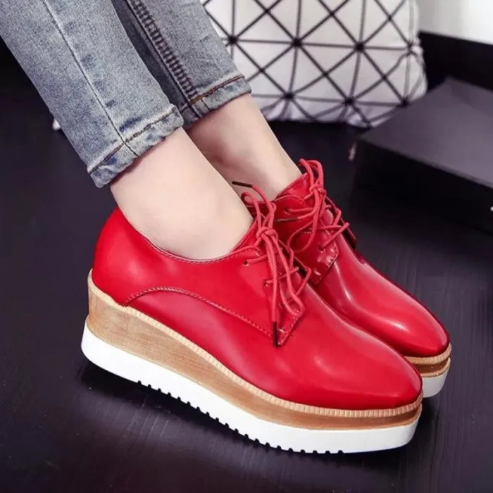 Women Creepers Loafers Casual Comfort Lace Up Shoes