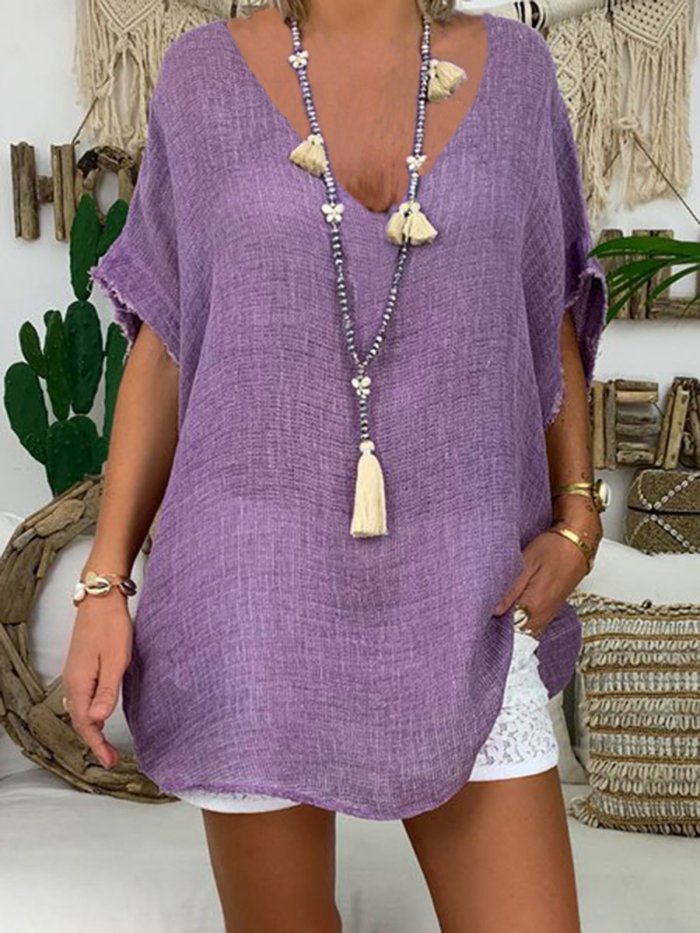 Short Sleeve Plain Shirts & Tops