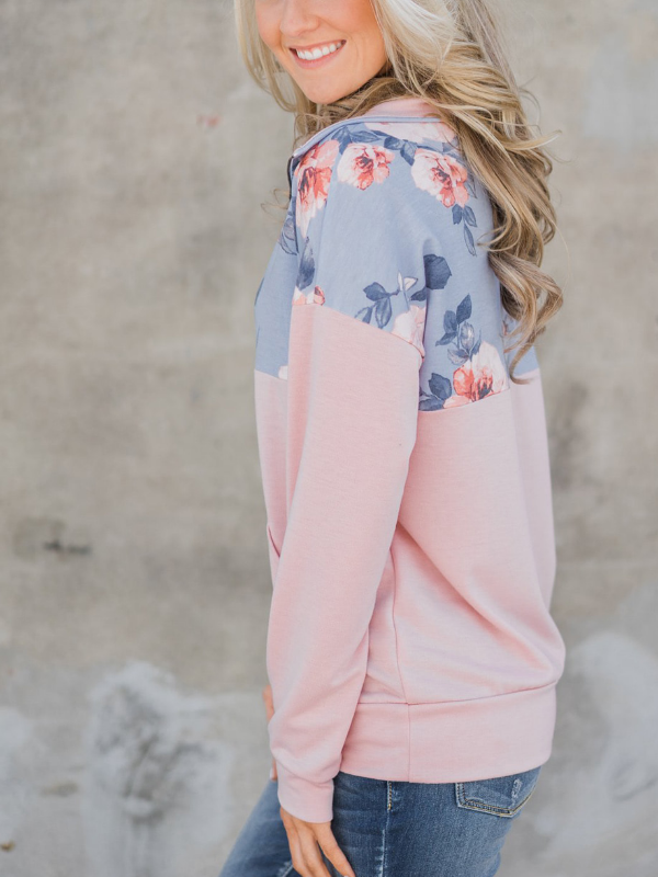 Cotton Patchwork Long Sleeve Blouse & Shirts