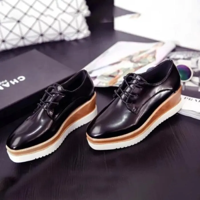 Women Creepers Loafers Casual Comfort Lace Up Shoes