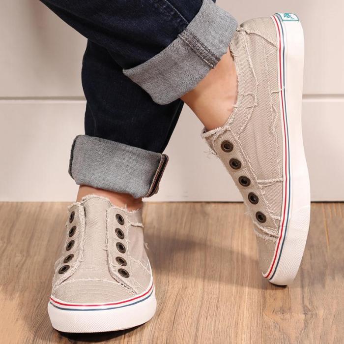 Women Canvas Casual Flats Shoes Vintage Sneaker Loafers