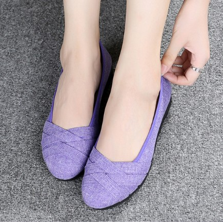 Plus Size Gray Flat Heel Spring/Fall Criss-cross Canvas Braided Loafers
