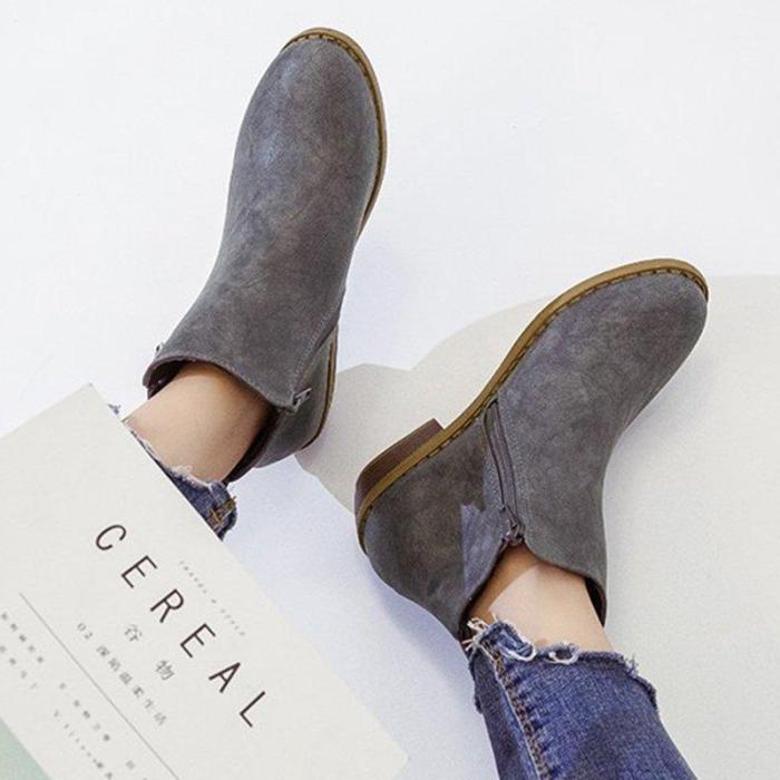 Women Ankle Boots Casual Chic Zipper Boots Artificial Leather Leopard Booties