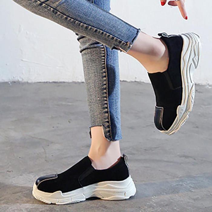 Women Round Toe Sneakers Casual Comfort Slip On Shoes
