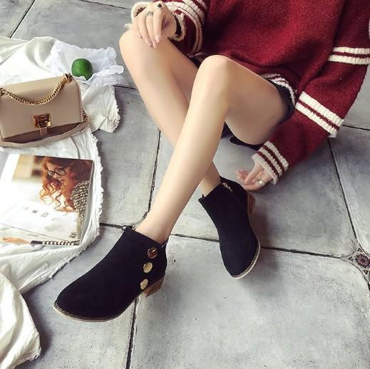 Khaki Suede Chunky Heel Spring/Fall Daily Zipper Boots