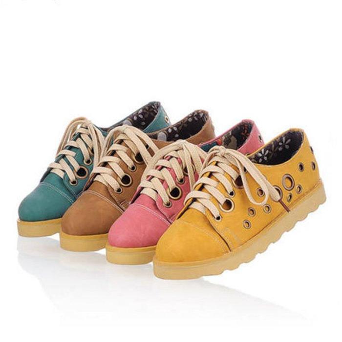 Women Metal Circle Lace-Up Spring/fall Pu Daily Oxfords Shoes