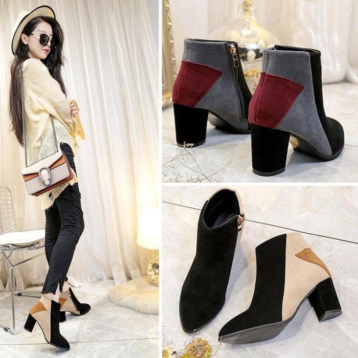 Nude Date Faux Suede Applique High Heel Boot