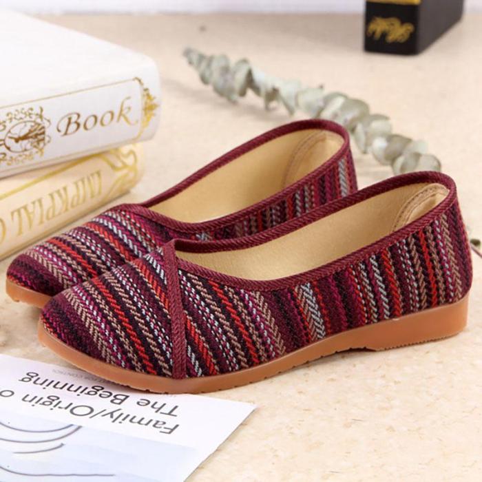 Women Canvas Flats Casual Comfort Slip On Shoes