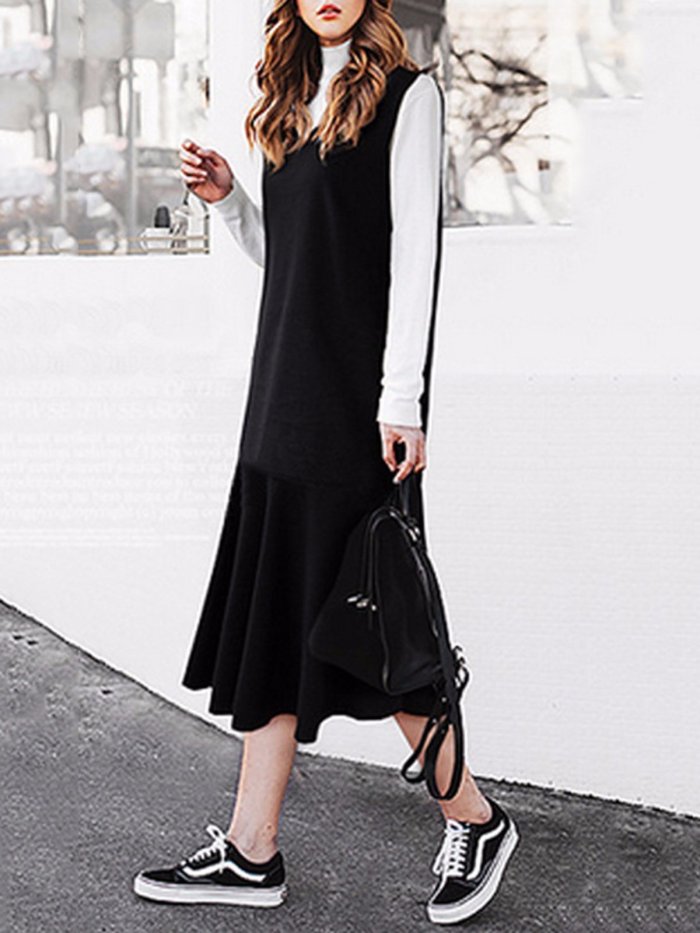 Plus Size Ruffled Basic Midi Dress