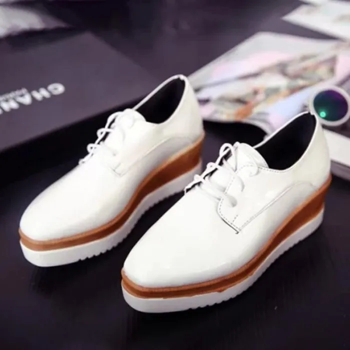 Women Creepers Loafers Casual Comfort Lace Up Shoes