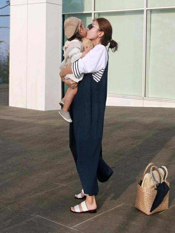 LOOSE PURE COLOR SIMPLE JUMPSUIT PANTS