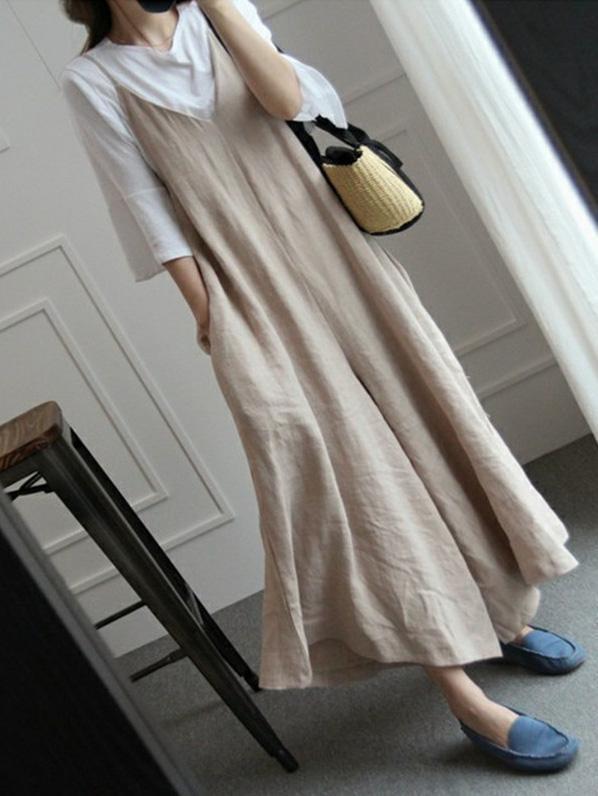 LOOSE PURE COLOR SIMPLE JUMPSUIT PANTS