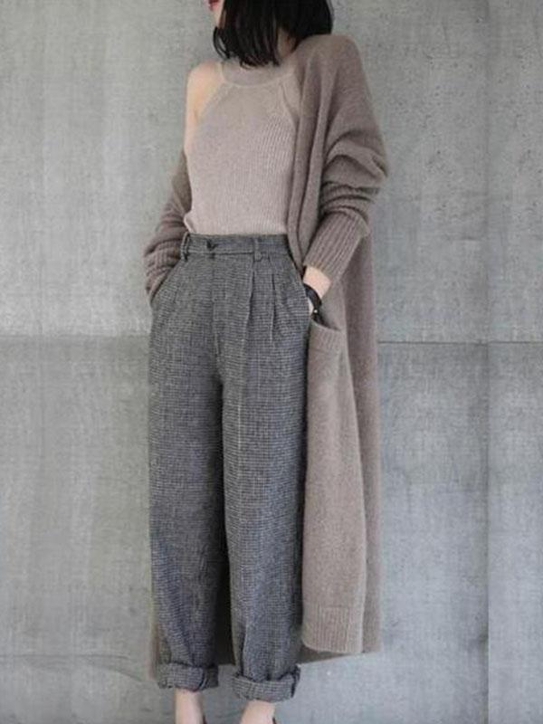 Pure Color Long And Loose Sweaters Coats