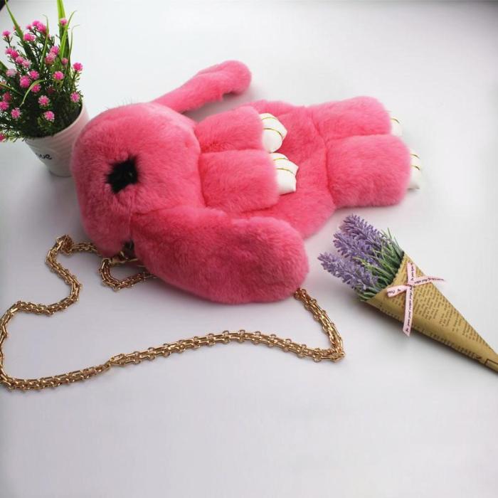 Cute Cartoon Rabbit Crossbody Bag New Plush Female Bag Chain Shoulder Bag Fashion Folder Bag