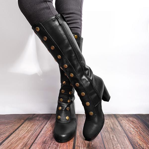 Women Vintage Artificial Leather Boots Retro Cosplay High Martin Boots
