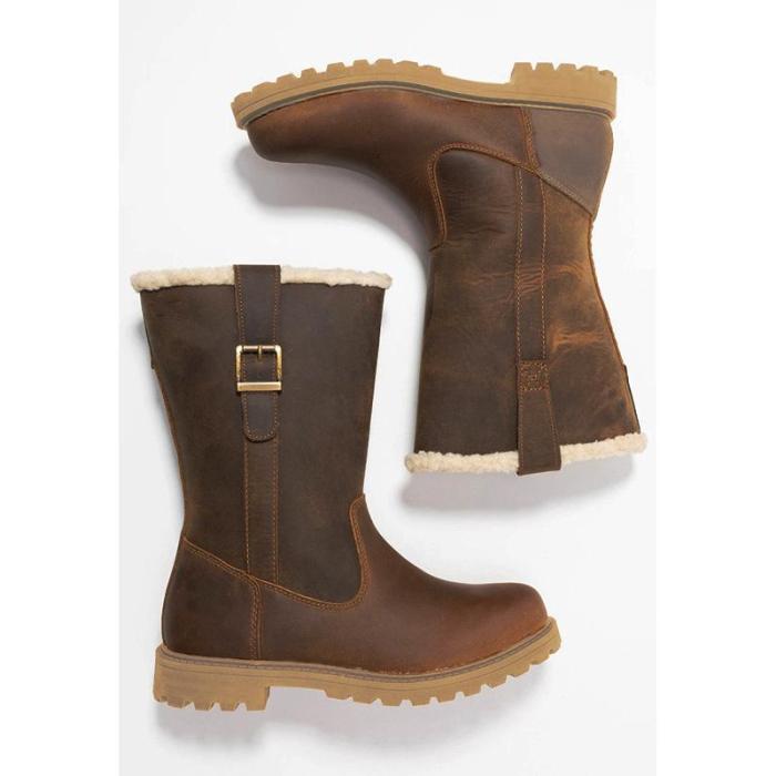 Women Slide Snow Boots Pu Working Chunky Heel Winter Shoes
