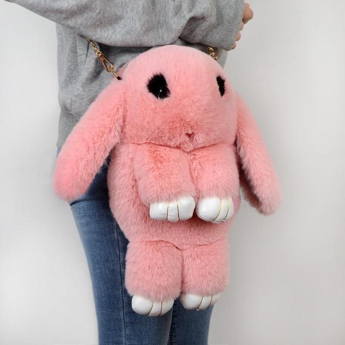 Cute Cartoon Rabbit Crossbody Bag New Plush Female Bag Chain Shoulder Bag Fashion Folder Bag
