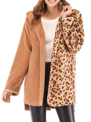 Fashion Leopard Print Hoodie Cardigan